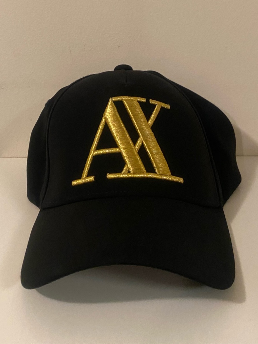 Armani Exchange Black Cap with Logo Patch